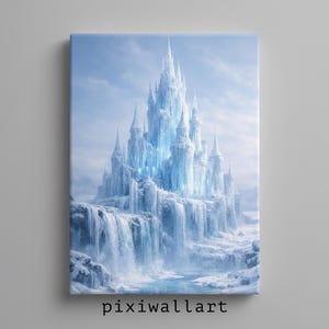 Decoración de pared de castillo de hielo, póster de fantasía invernal / lámina de palacio de fantasía helada / decoración para sala de estar imagen 6