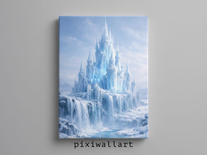 Decoración de pared de castillo de hielo, póster de fantasía invernal / lámina de palacio de fantasía helada / decoración para sala de estar imagen 6