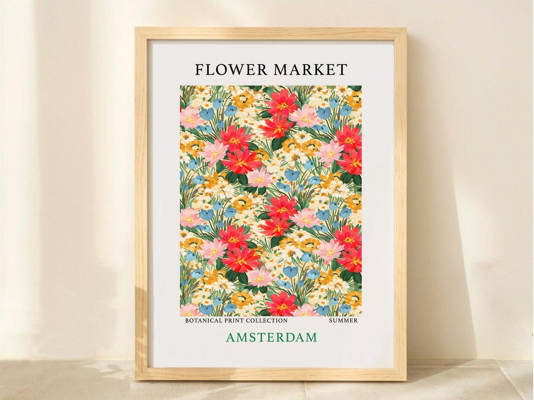 Amsterdam Flower Market Poster, Vintage Floral Botanical Print - Etsy