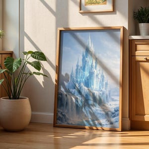 Decoración de pared de castillo de hielo, póster de fantasía invernal / lámina de palacio de fantasía helada / decoración para sala de estar imagen 3