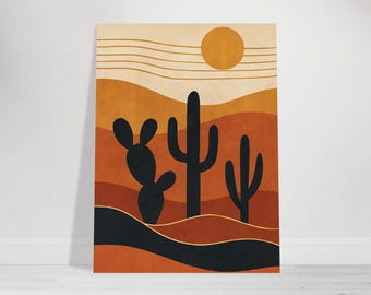 Lámina decorativa de pared "Melodía del Desierto" - Decoración minimalista de mediados de siglo