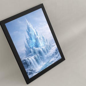 Decoración de pared de castillo de hielo, póster de fantasía invernal / lámina de palacio de fantasía helada / decoración para sala de estar imagen 5