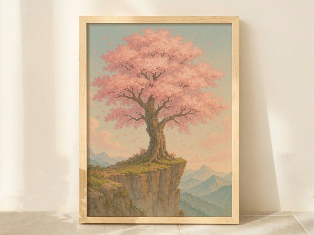 Cherry Blossom Tree Canvas Print – Pink Landscape Wall Art - Etsy