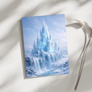 Decoración de pared de castillo de hielo, póster de fantasía invernal / lámina de palacio de fantasía helada / decoración para sala de estar imagen 7
