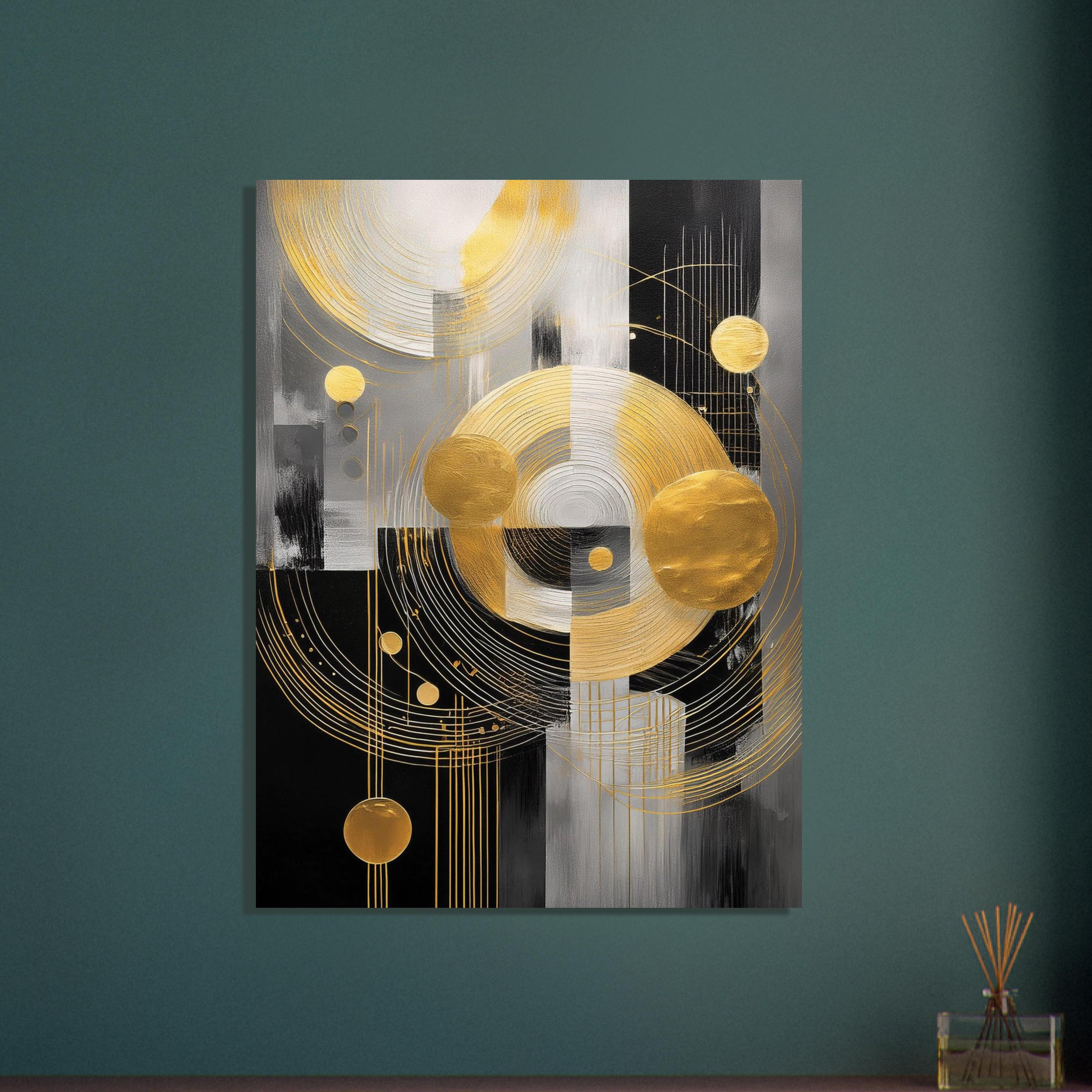 Gold Black Abstract Wall Art Poster - Modern Geometric Wall Decor - Etsy