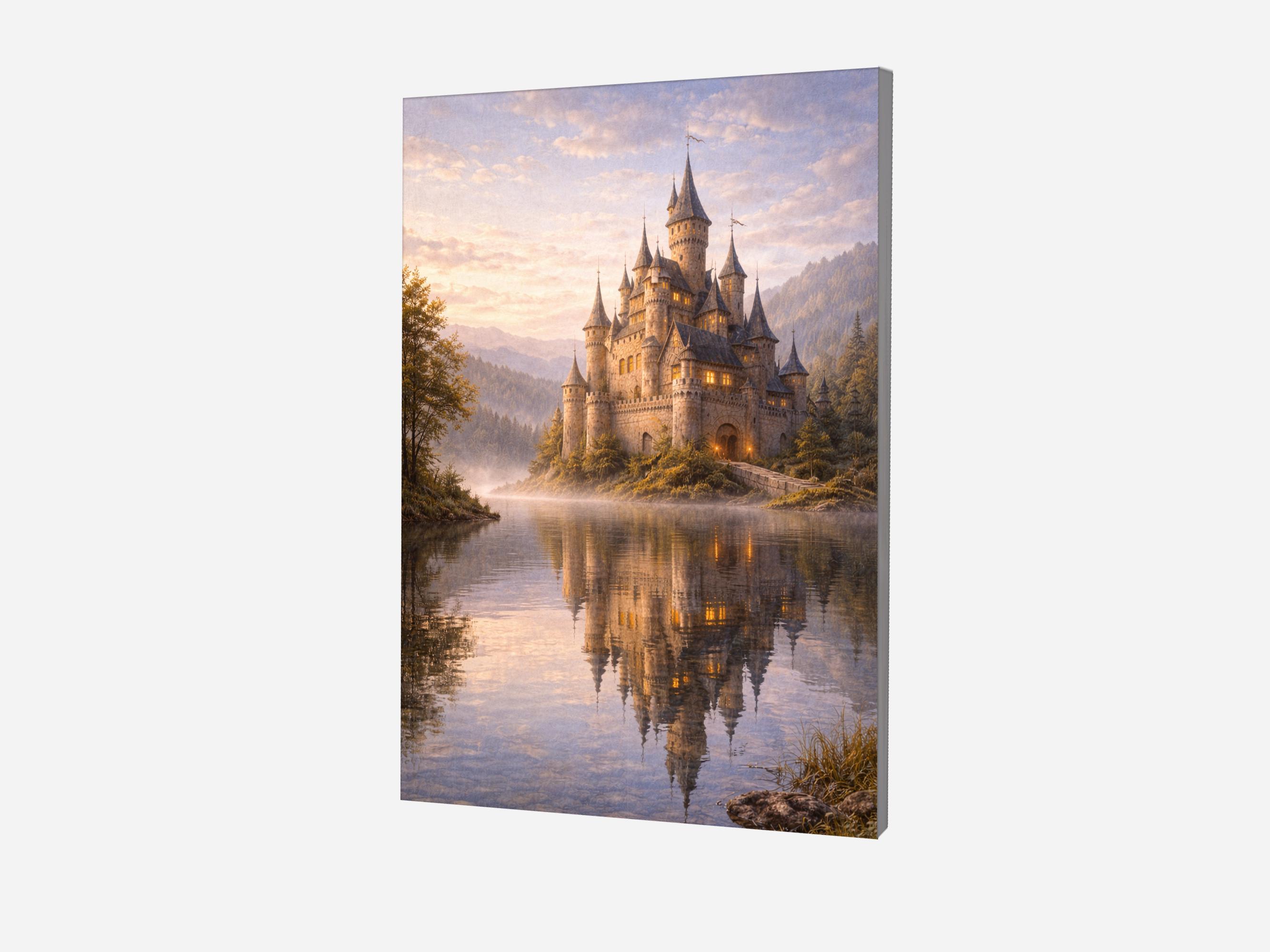 Fairytale Castle Lake Wall Art, Fantasy Castle Decor, Canvas Wall Art ...