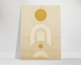 Golden Balance Wall Art Print - Minimalist Geometric Poster