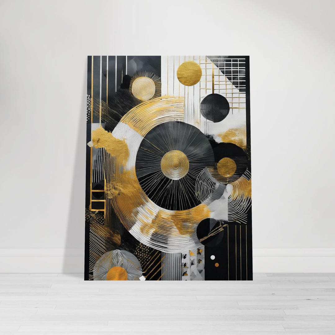 Black Gold Abstract Wall Art Print - Modern Geometric Poster - Etsy