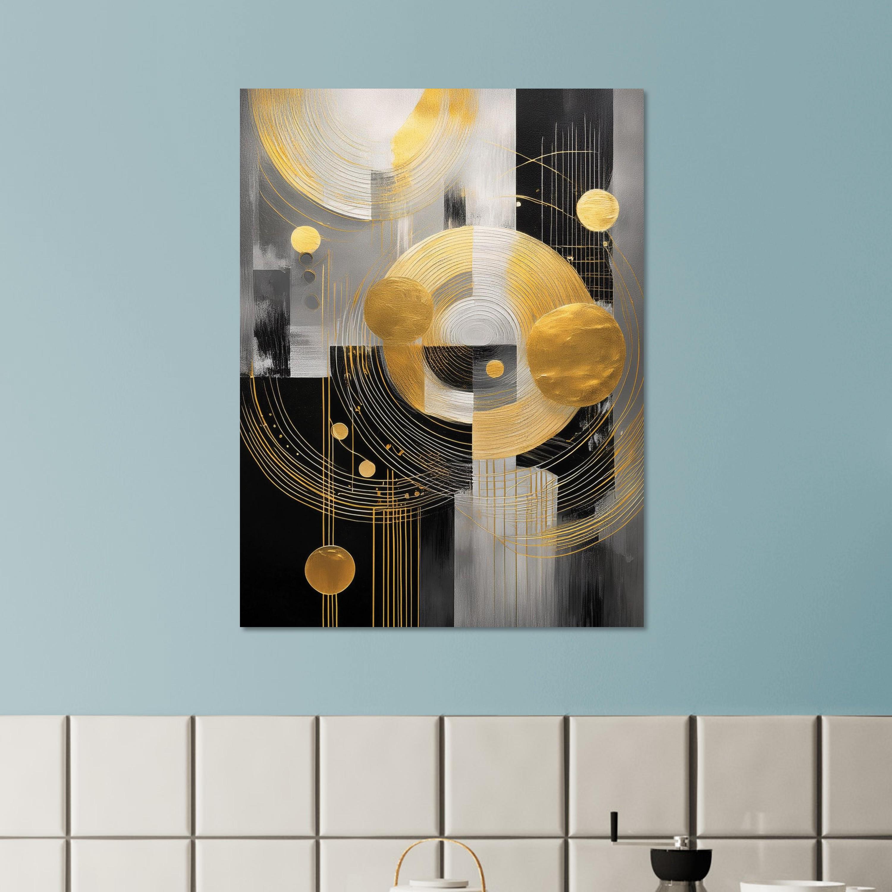 Gold Black Abstract Wall Art Poster - Modern Geometric Wall Decor - Etsy