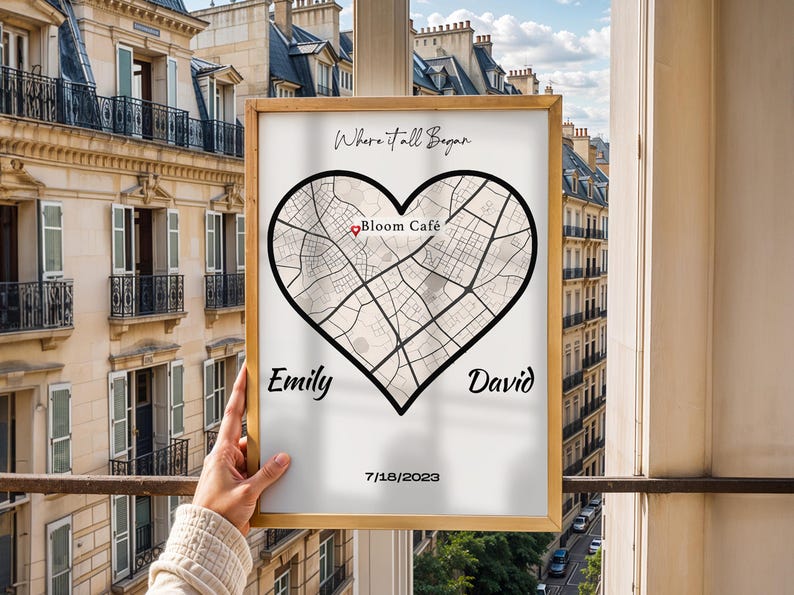 Custom Heart Map Personalized Heart Map Location Print, Anniversary Couple Gift, Custom ...