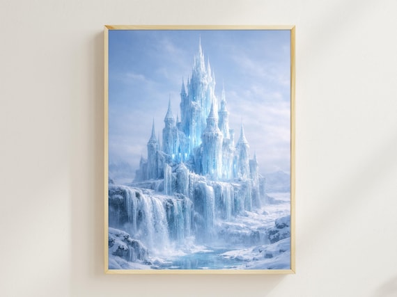 Ice Castle Wall Art, Winter Fantasy Poster, Frozen Palace Decor