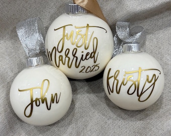 Personalized Christmas Ball Ornament | Hand-Poured Paint, Custom Name