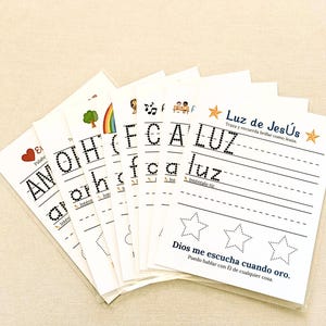 Spanish Christian Tracing Boards • 1-Word Worksheets • Faith-Based Preschool Learning • Printable Writing Practice in Spanish