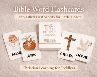 Bible Memory Flashcards | Bible Words for Toddlers | Christian Learning Cards (Set of 30)