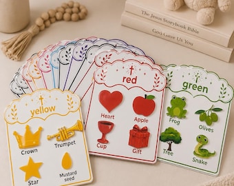Toddler Color Learning Cards | Christian Bible Preschool Activity (Laminated)