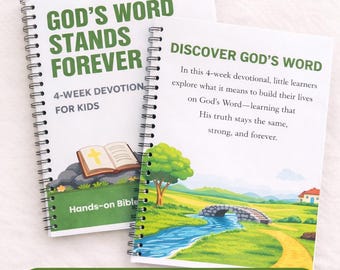 God’s Word Stands Forever Devotional for Kids | Christian Preschool Workbook | Bible Activities Ages 4-6 | Faith-Based Learning | 4 Week Dev