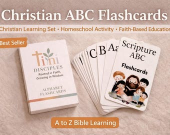 Christian Alphabet Flashcards | Faith Base Learning Set | Homeschool Activity