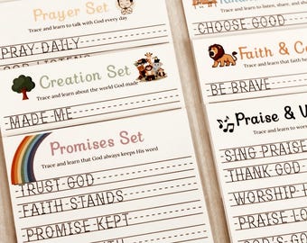Christian Tracing Boards | Faith-Based Preschool Activity (Set of 8) | Word trace