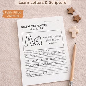 Bible Alphabet Tracing A-Z Worksheet Set | Christian Learning | English + Spanish Options