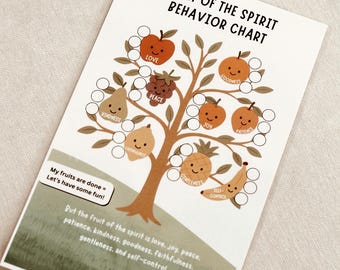 Fruit of the Spirit Behavior Chart | Homeschool | Faith Base | English + Spanish Options