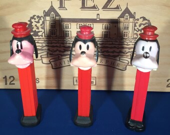 Set of 3 no-feet Vintage Disney Goofy Pez Dispensers