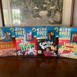 Vintage Set of 4 Mini-Pez Cereal-Box Promos