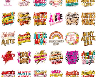 Aunt PNG Gift Collection | Like a Mom But Cooler Saying | Checkered Leopard Western Style