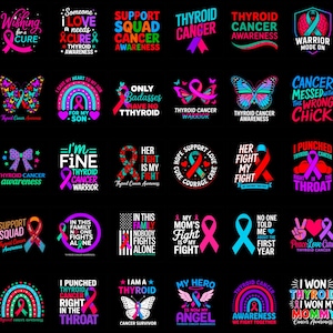 Thyroid Cancer Bundle | PNG SVG  | Support Squad | Awareness Month | Digital Download 14x14 300 DPI