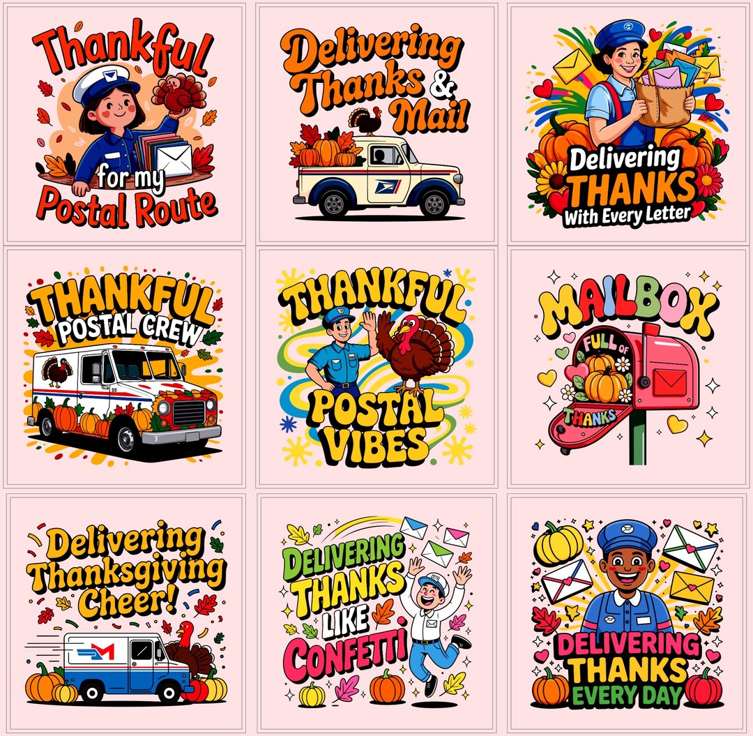 Thanksgiving Postal Worker PNG Bundle | Mail Carrier | Delivery Driver ...