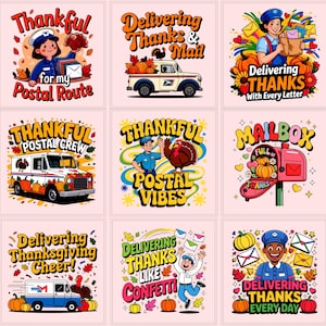 Thanksgiving Postal Worker PNG Bundle | mail carrier | delivery driver | Fall Sublimation Designs (300DPI)