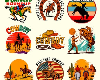 Western Rodeo PNG & SVG Bundle | Cowboy Designs | 300 DPI Sublimation | Digital Download