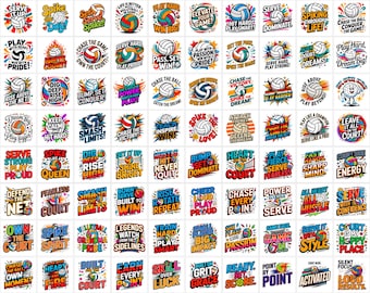 PNG-bundel volleybal | Ontwerpen voor wedstrijddagen, inspirerende citaten, teamgraphics, digitale sublimatiedownload