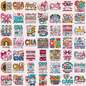 CNA PNG Bundle | Certified Nursing Assistant Designs | Nurse Life Sublimation | Floral Retro Quotes