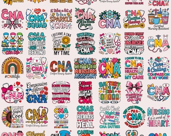 CNA PNG Bundle | Certified Nursing Assistant Designs | Nurse Life Sublimation | Floral Retro Quotes