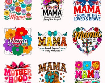 Paquete PNG SVG del Día de la Madre / Citas de Mamá / Mamá Béisbol / Diseños de Camisetas de Sublimación