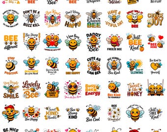 50+ Bee Clipart PNG SVG Bundle | bumblebee design | kawaii shirt | 300 DPI Digital Download