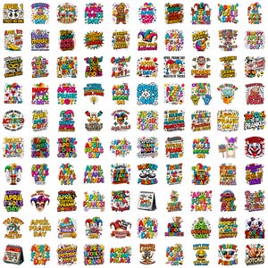 以下が含まれることがあります： 様々なデザインとテキストが特徴の、カラフルなエイプリルフールの日のステッカーのコレクションです。「Prank Mode On」、「April Fools Day」、「Gotcha!」などのフレーズが様々なフォントとスタイルで表示されています。装飾やクラフトに最適です。