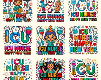 ICU Nurse New Year PNG & SVG Bundle | Inspirational Designs for Healthcare Workers | Instant Download