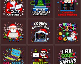 Software Developer Christmas PNG  SVG Bundle | 9 Holiday Designs (300 DPI)