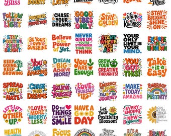 Inspirational Quotes PNG Bundle | Motivational Sayings & Affirmations | Positive Clipart for T-Shirts Mugs