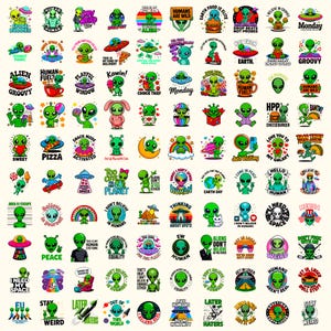 100+ Alien PNG Bundle | Funny UFO Clipart | Space Humor Sublimation | sarcastic quotes
