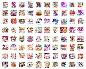 Frohes Neues Jahr 2027 PNG | Festliche Feier Designs | Feuerwerk T-Shirt Kunst | Sublimationsgrafiken