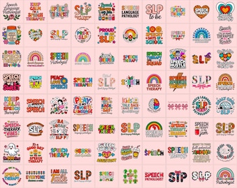 Speech Therapy PNG & SVG Bundle | SLP Therapist Designs  Quotes | 14x14 300 dpi Instant Download