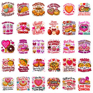 Conchas Valentine PNG SVG Bundle | Valentines Design | Bakery Lover Gift | Mexican Treats| 300 DPI