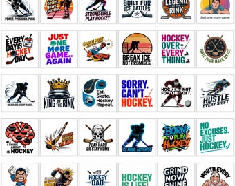 Ice Hockey PNG Bundle | Sports Shirt Designs, Game Day Graphics, Motivational Quotes | Digital Download