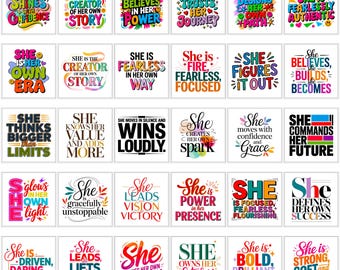 She Is Me SVG PNG Bundle | Woman Empowerment Designs, Positive Affirmations, Inspirational Quotes