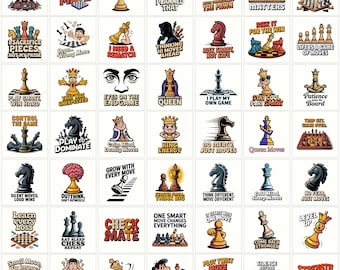 Chess PNG Bundle | Funny Quotes Game Designs | Sublimation Clipart for Cricut & Crafts