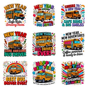 Skolbusschaufför Clipart PNG+SVG Bundle | Sublimerings- och tumblerdesigner