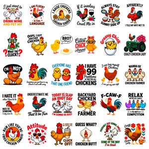 30+ Crazy Chicken Lady SVG Bundle | Funny PNG Clipart | Farmhouse Animal Designs