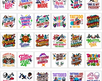 Tattoo PNG Bundle | Funny Ink Quotes | Shirt Design Clipart | Commercial Use | Instant Digital Download